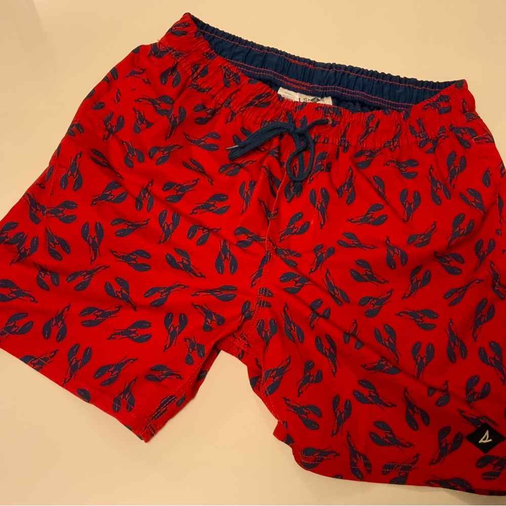 Sperry Red and Navy Lobster Swim Trunks